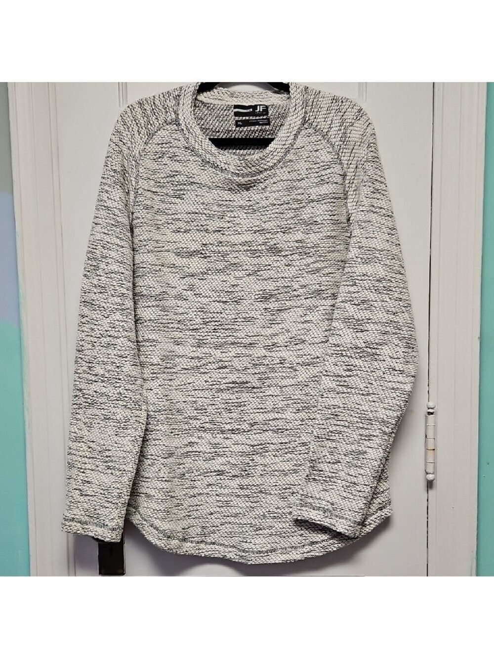 J.Ferrar Men's Cowl Neck Sweater - Black and White Size XL